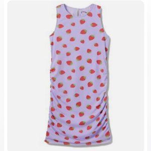 NWT Strawberry Dress Women's S/M or Girl's XXL, Mesh Fruit Purple Stretch Dress